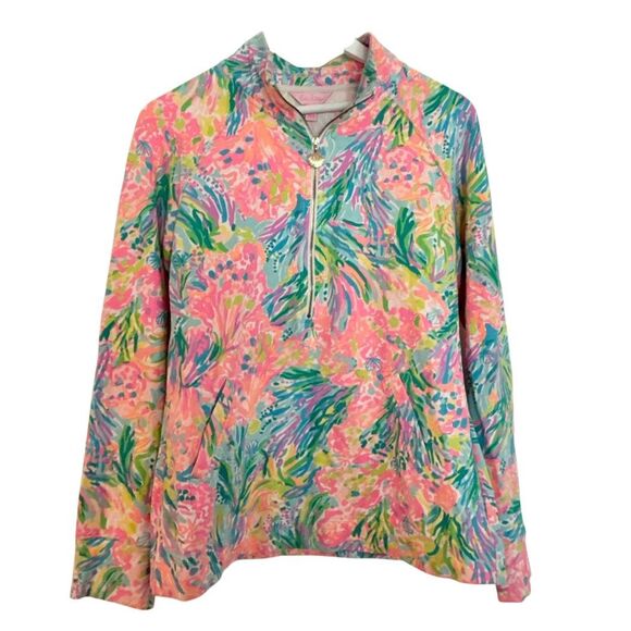 Lilly Pulitzer skipper UPF gold zipper popover size m - Picture 1 of 11